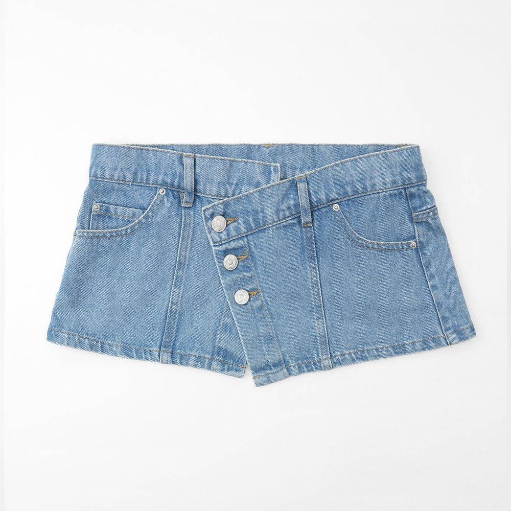 bnwt zara denim asymmetric sash belt/micro skirt